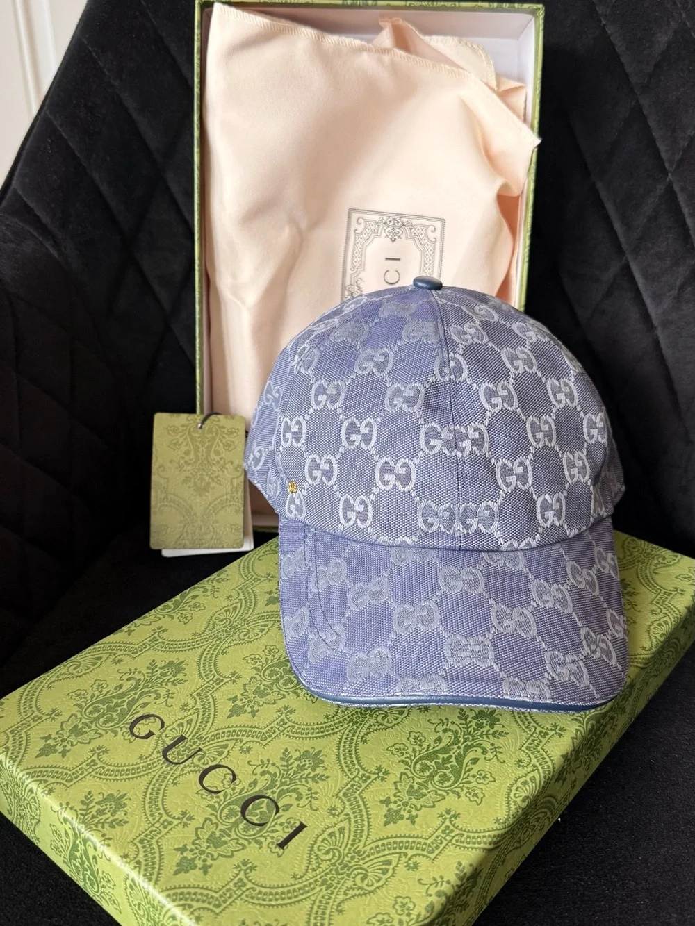 Gucci Blue Monogram Baseball Cap